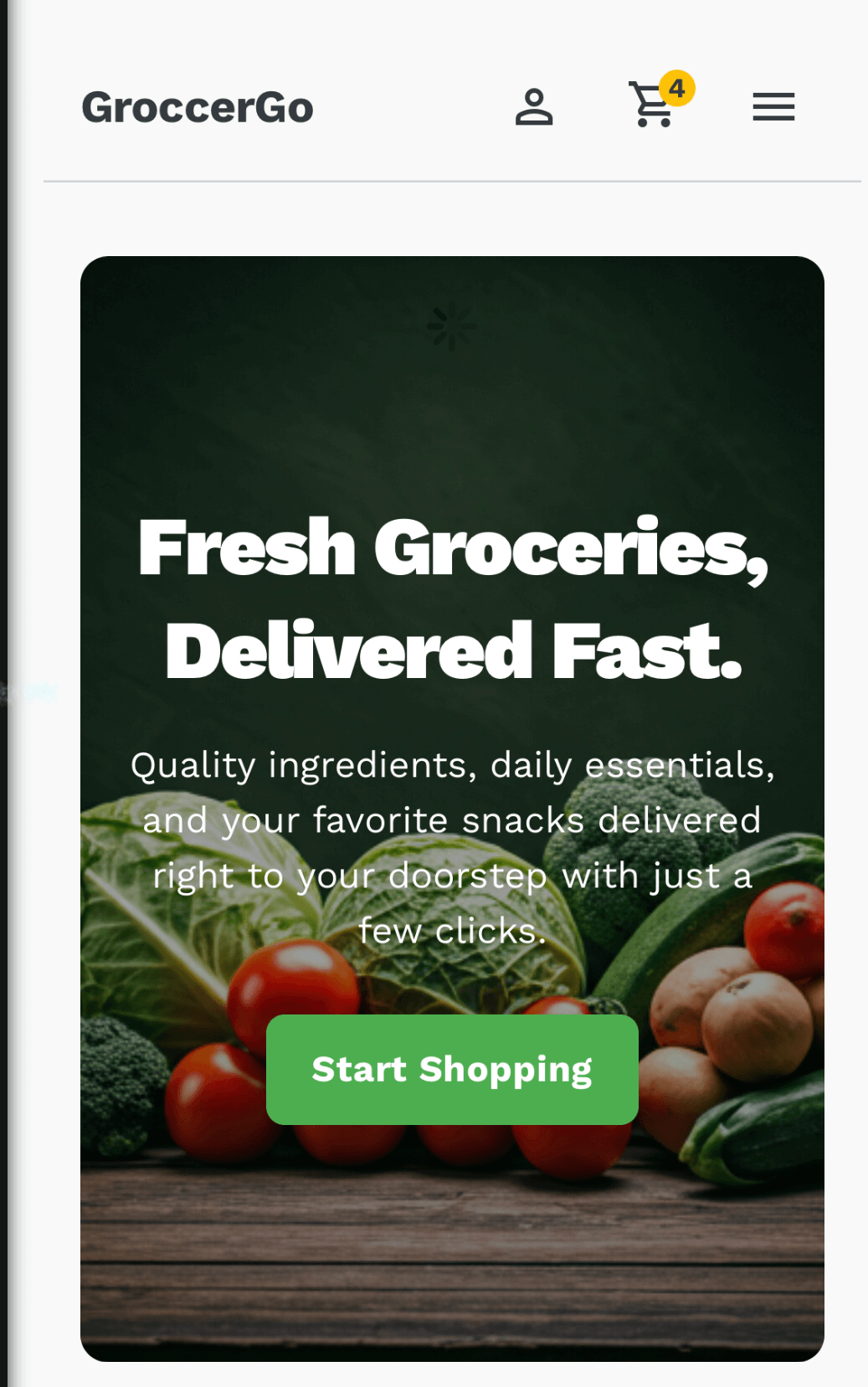 Live preview of Groccergo webpage