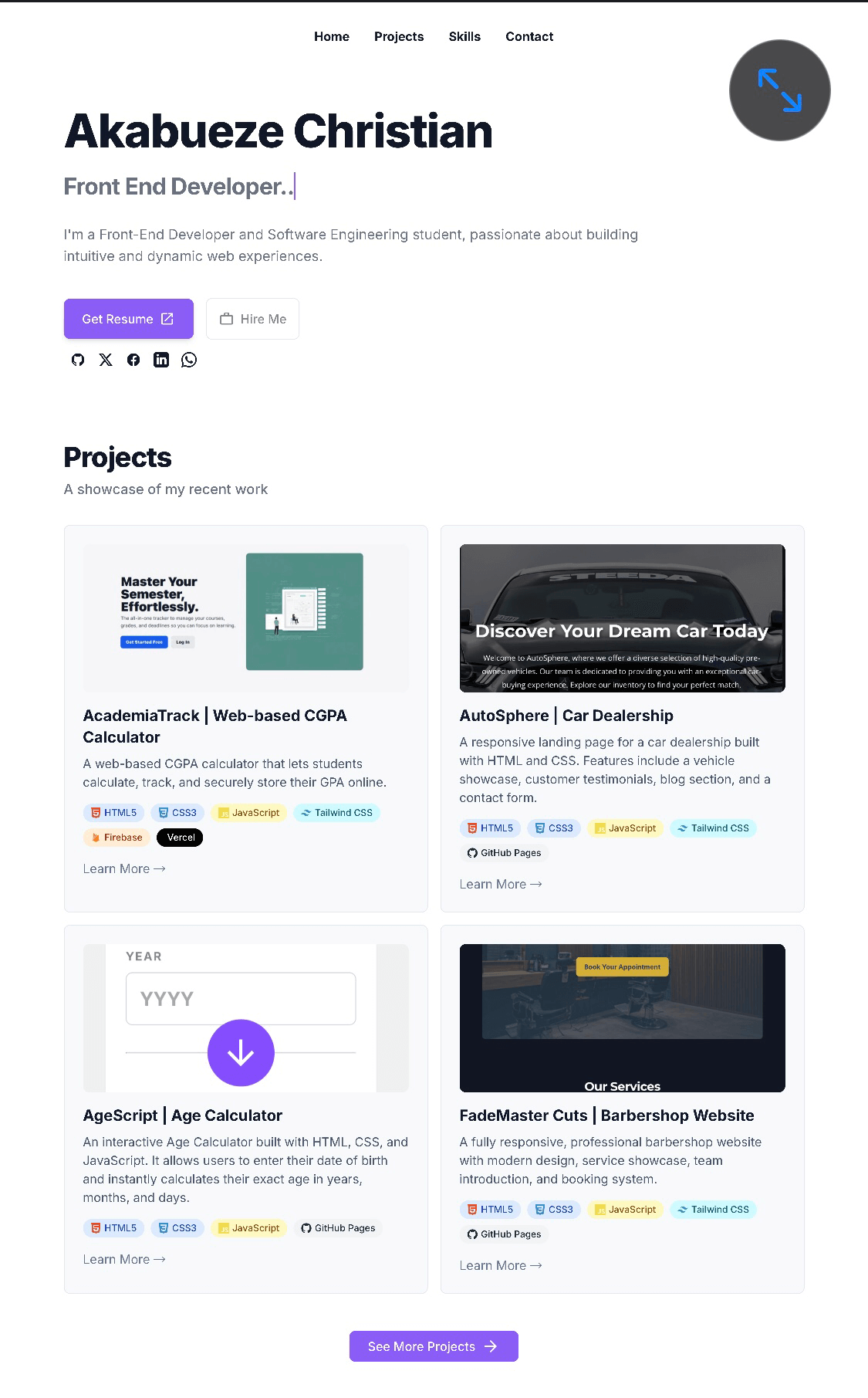 snap shot of my Portfolio